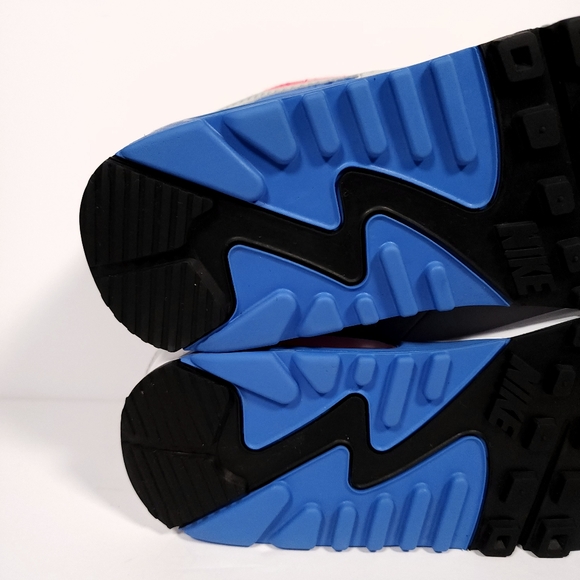 Nike Air Max 90 White/Hot Coral-Blue Crystal Womens Size 7 DA8856 100 Good Con - Picture 10 of 15